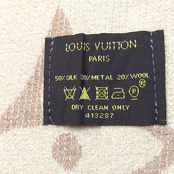 LOUIS VUITTON Vintage Light Brown & Tan Reversible Scarf Shawl Wrap - Picture 12 of 12